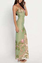 Reveling in The Unknown Floral Print Slip Stretch Maxi Dress