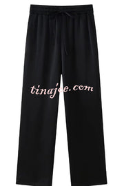 Fashionable Pleated Elastic Waist Tie Casual Pocket Wide-leg Pants