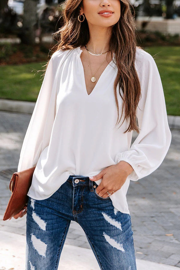 Work Life Balance V-Neck Blouse