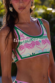 Dream Pool Day Tropical Unique Print Stretch Bikini Swimsuit