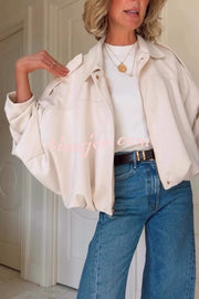 Fashion Lapel Long-sleeved Casual Bomber Jacket