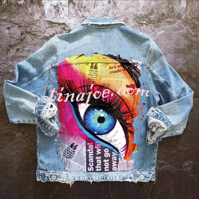 Halloween Print Long Sleeve Denim Jacket