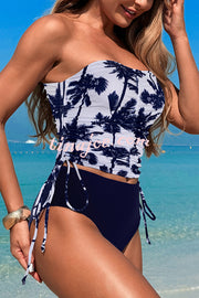 Unique Print High Waist Tie-Stretch Two-Piece Bikini Swimsuit