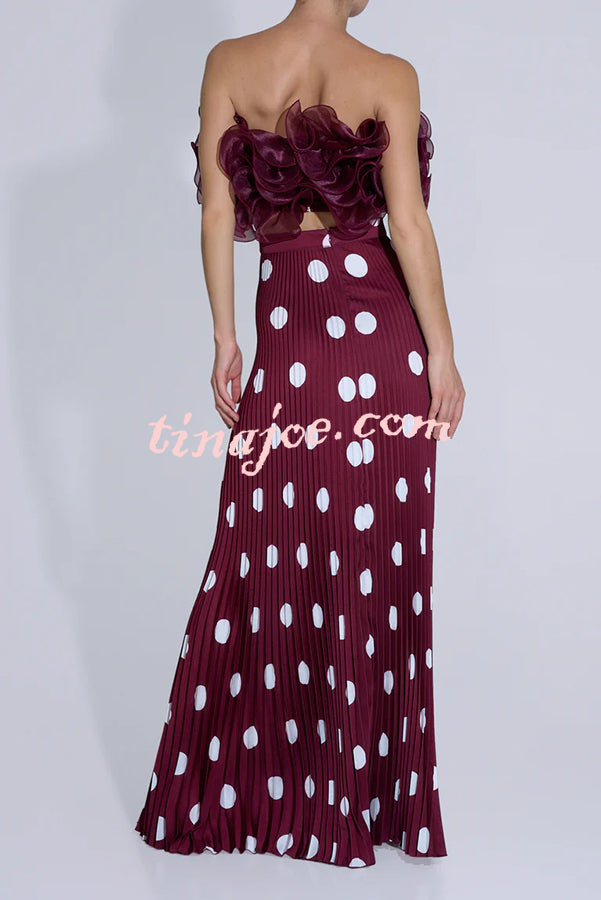 Eye-catching Organza Multi-layer Petal Ruffles Details Strapless Tank