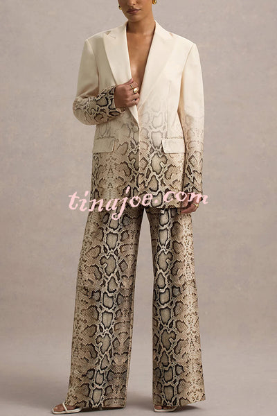 Hurley Ombre Snake Print Elastic Waist Pocketed Wide Leg Pants