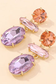 Temperament Contrasting Color Faceted Diamond Earrings