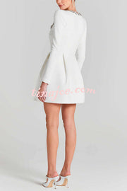 Endless Celebration Velvet Jewel Embellished Trim Long Sleeve Pocketed Mini Dress