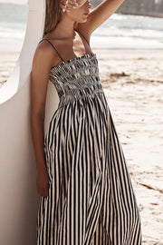 Mariela Stripe Smocked Bust Pocketed Slip Loose Maxi Dress