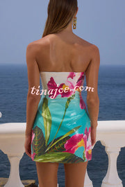 Beach Club Sequin Unique Print Strapless Stretch Mini Dress