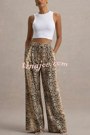 Hurley Ombre Snake Print Elastic Waist Pocketed Wide Leg Pants