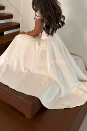 Solid Color V-neck Waist Elegant Full Hem Maxi Dress