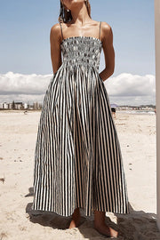 Mariela Stripe Smocked Bust Pocketed Slip Loose Maxi Dress