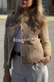 Joy To The World Tweed Metal Button Pocket Jacket