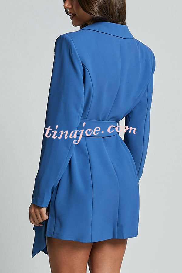 Fashion Pioneer Solid Color Lapel Long Sleeve Lace-up Blazer