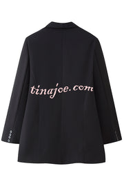 Solid Color Lapel Long Sleeve Casual Pocket Long Blazer