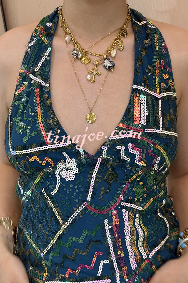 Fashion Sequined Casual V-neck Backless Slim Vest