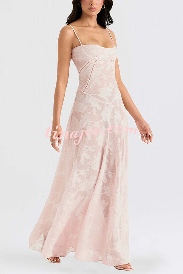 Fashion Sexy Suspenders See-through Holiday Slim Maxi Dress