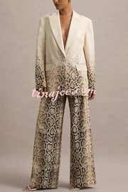 Hurley Ombre Snake Print Elastic Waist Pocketed Wide Leg Pants