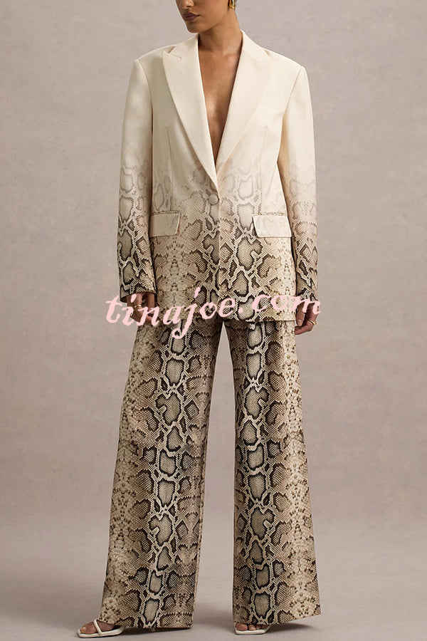 Hurley Ombre Snake Print Elastic Waist Pocketed Wide Leg Pants