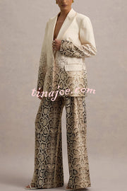 Hurley Ombre Snake Print Single Button Long Sleeve Lapel Loose Blazer