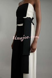 Social Hour Colourblock Tailored Bandeau Tie-up Waist Wide Leg Jumpsuit