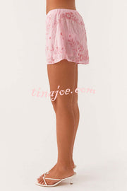 Dazzling Sequin Beaded Material Low Rise Elastic Waist Loose Shorts