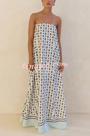 Unique Print Sexy Tube Top Back Zipper Loose Maxi Dress