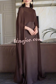 Moonlit Muse Sheer Chiffon High Low Cape Slip Maxi Dress