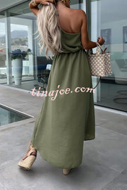 Bayside Beauty One Shoulder Slit Relaxed Midi Dress