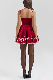 Year-end Dance Velvet Tulle Patchwork Sweetheart Neck Slip Mini Dress