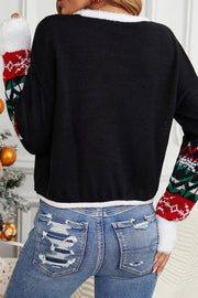 Christmas Print Crew Neck Long Sleeve Sweater