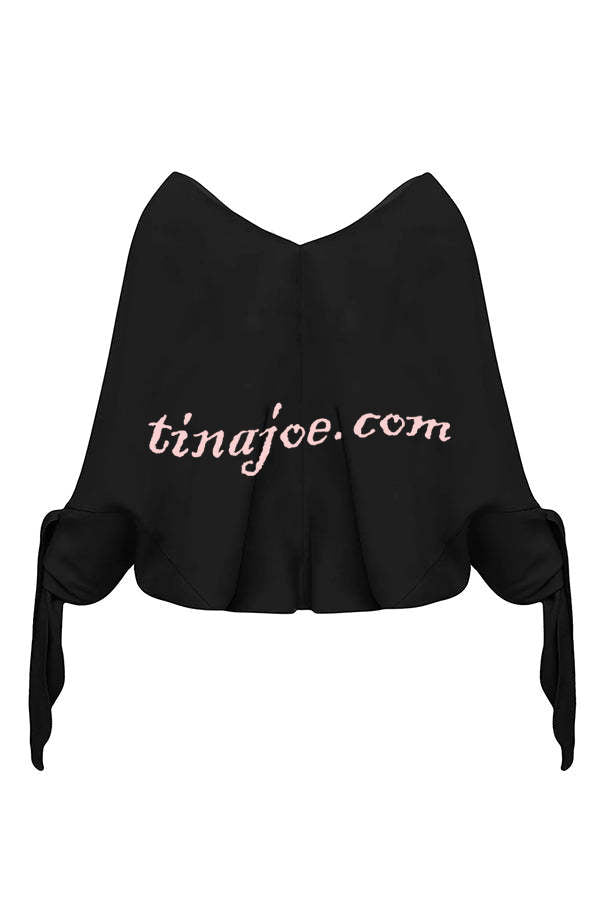 Joyful Bond Linen Blend V-neck Knotted Cuff Half Sleeve Loose Top