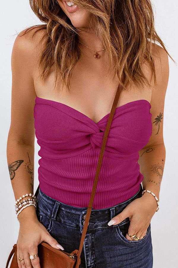 Sexy Tube Knit Ribbed Slim Backless Tank Top