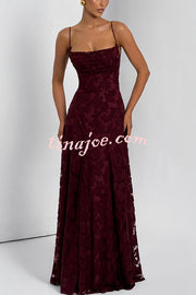 Francis Floral Burnout Jersey Fabric Cowl Neck Back Lace-up Maxi Dress