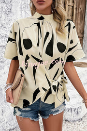 Exaggerated Unique Printed Patchwork Short Sleeved Shirt