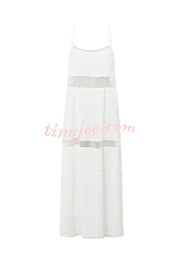 Alexa Textured Spot Sheer Mesh Patchwork Slip A-line Maxi Dress