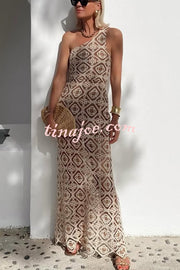 Obsessed with Beauty Crochet Lace One Shoulder Maxi Dress