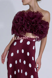 Eye-catching Organza Multi-layer Petal Ruffles Details Strapless Tank