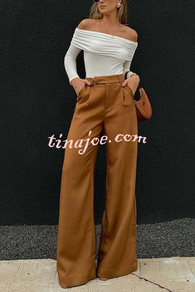 Solid Color Casual Pocket Loose Wide-leg Pants