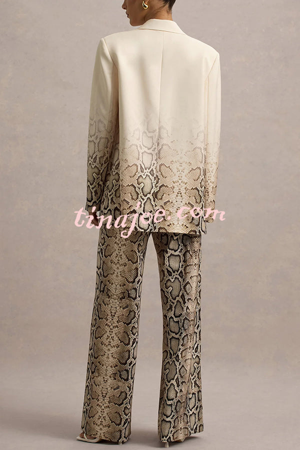 Hurley Ombre Snake Print Elastic Waist Pocketed Wide Leg Pants