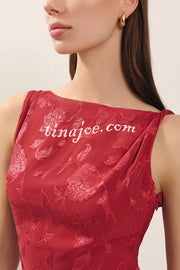 Fashion Jacquard Elegant Backless Lace-up Slim Irregular Maxi Dress