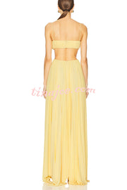 Butter Moment Pleated Cutout Waist A-line Slip Maxi Dress