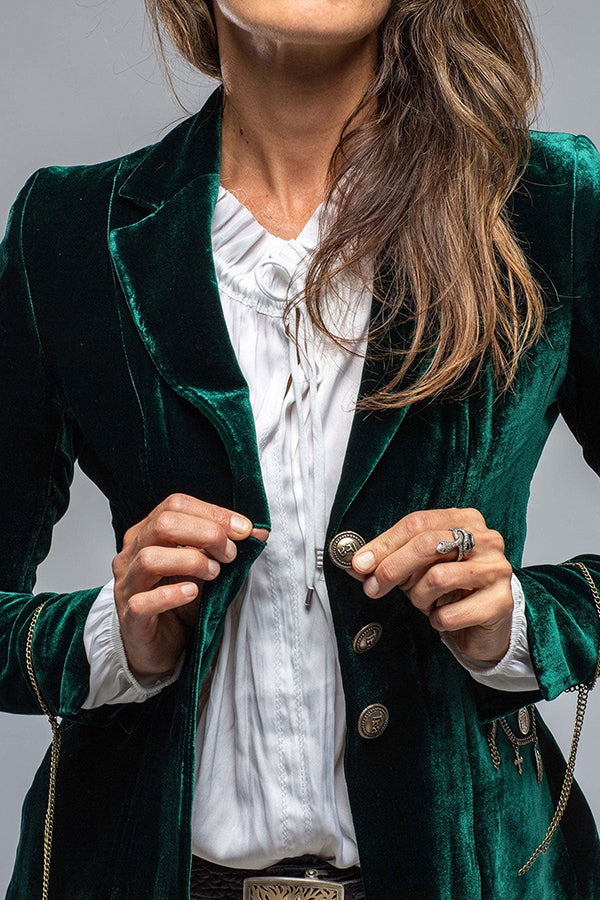 Vintage Gold Velvet Long Sleeve Pocket Blazer