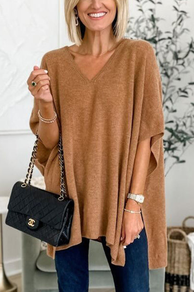 Super Comfortable and Versatile Knit Loose Poncho Sweater