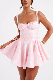 Jacquard Fabric Halter Back Elegant Bow Slim Fit Mini Dress