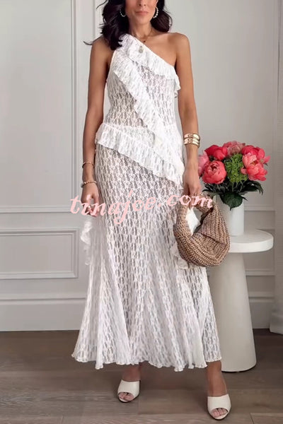 Solid Color Lace Stretch Holiday Maxi Skirt