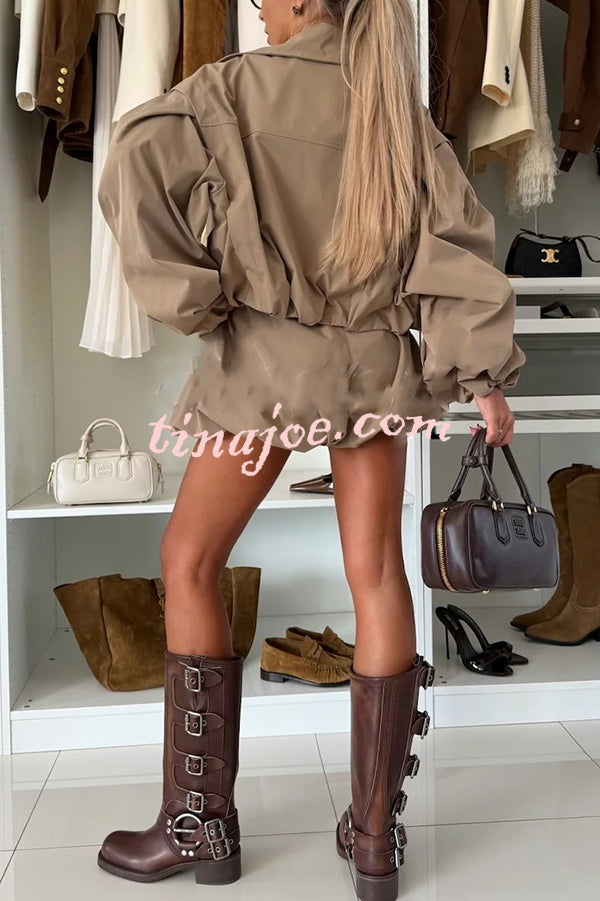 Fashion Style High Rise Elastic Waist Pocketed  Bloomer Shorts