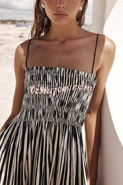 Mariela Stripe Smocked Bust Pocketed Slip Loose Maxi Dress