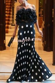 Eye-catching Organza Multi-layer Petal Ruffles Details Strapless Tank