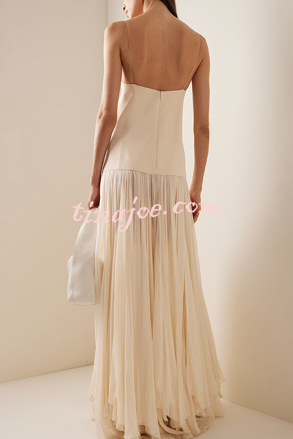 Resort Style Sexy Suspender Backless Large Hem Maxi Dress